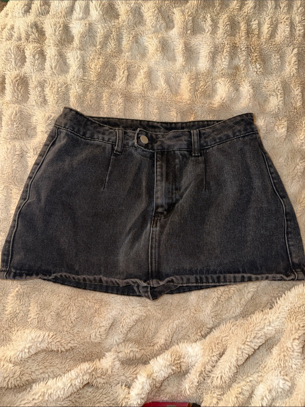 High-Waist Black Denim Shorts